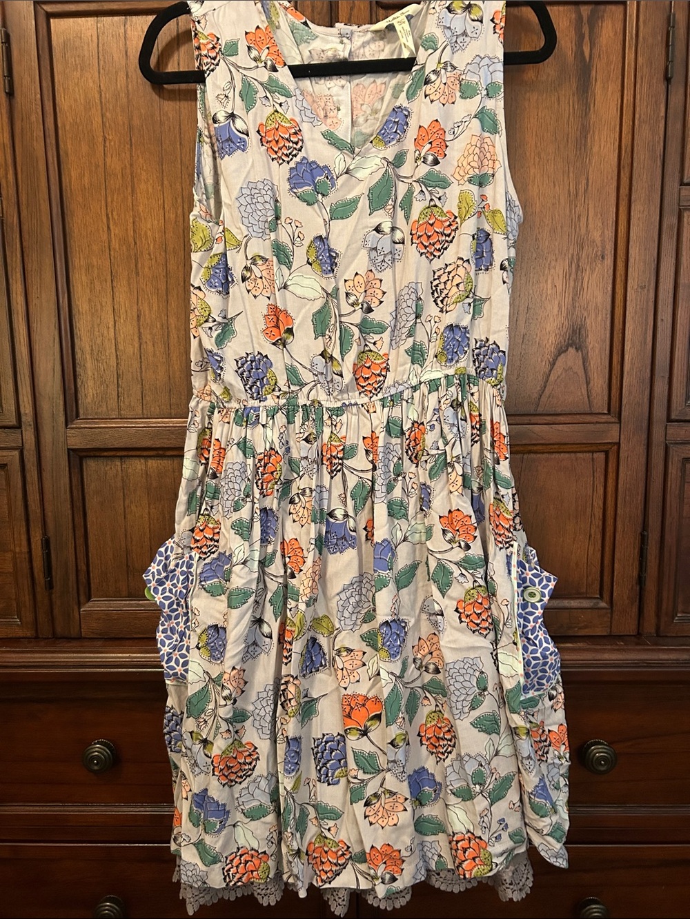 Matilda Jane Cream Floral Dress with Gray and Blue Blooms